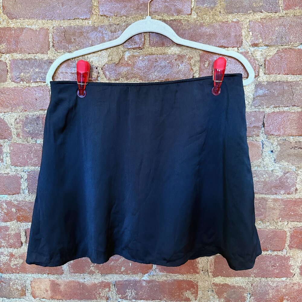 Black Satin Mini Skirt